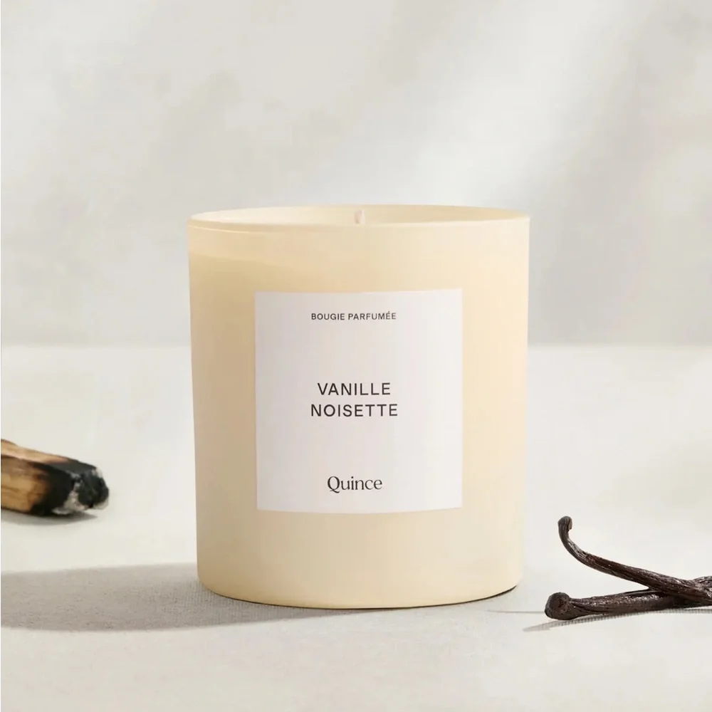 New Quince Vanilla Noisette Scented Candle home fragrance cream glass vessel box - Picture 1 of 9